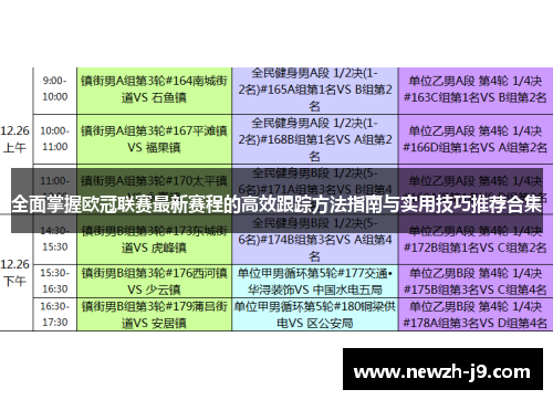 全面掌握欧冠联赛最新赛程的高效跟踪方法指南与实用技巧推荐合集